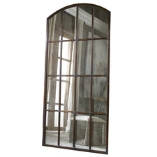 Antiqued Glass Window Arch Wall Floor Mirror XL 82 in Oversize Bronze Dramatic