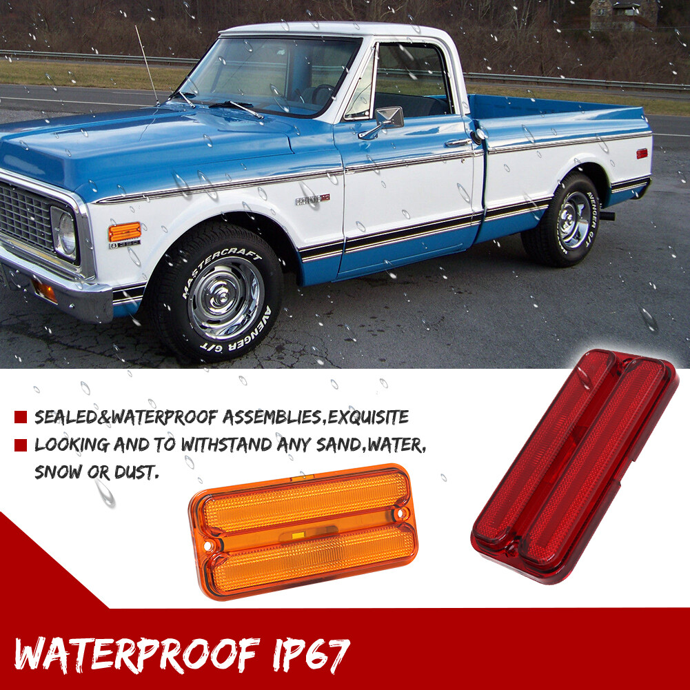 New Front & Rear Deluxe Side Marker Light Set For 68-72 Chevrolet C10 K10 Pickup