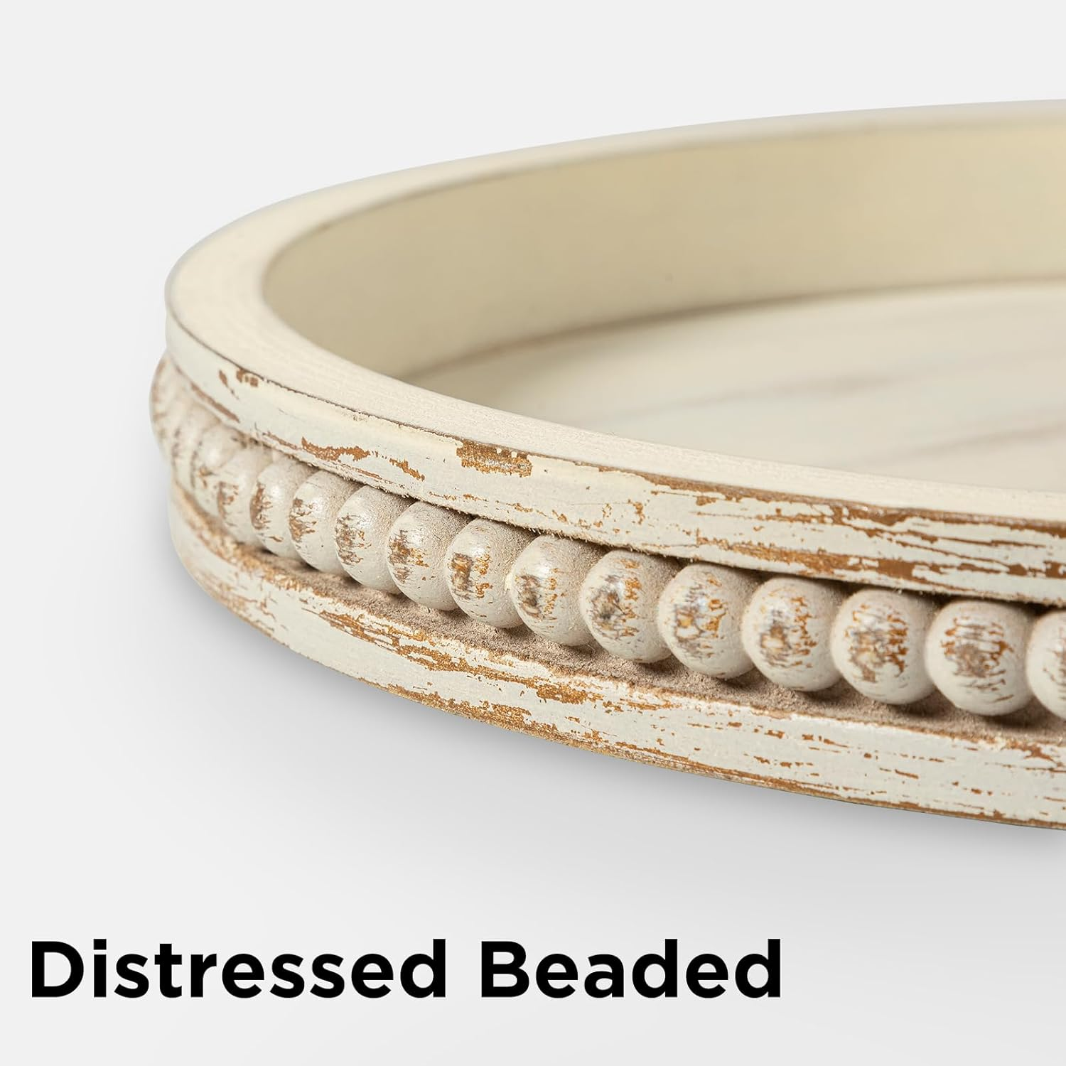 round Decorative Tray, Wooden Decorative Serving Tray for Kitchen