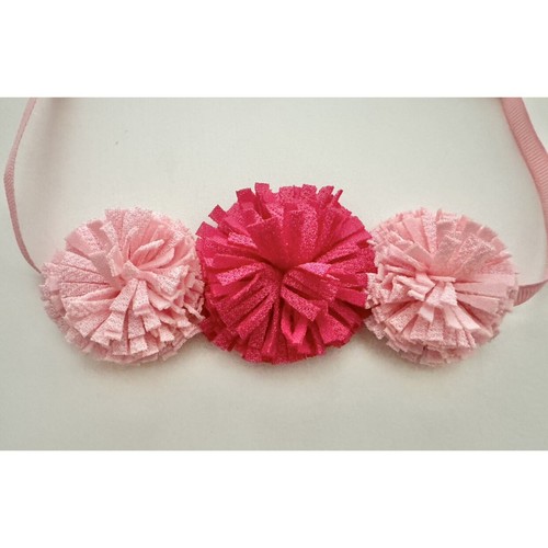 Pink Carter’s Ribbon Necklace With 3 Puffy Flowers - Picture 2 of 3