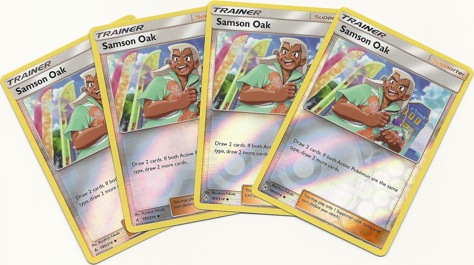 4x SAMSON OAK 185/214 UNBROKEN BONDS Pokemon Card-REV HOLO Trainer PLAYSET NM/M