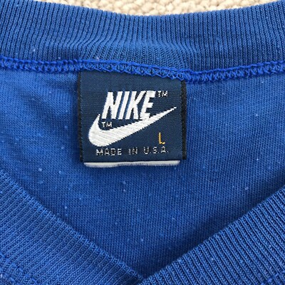VINTAGE 80s Nike Shirt Mens Large Blue Football Jersey Style USA