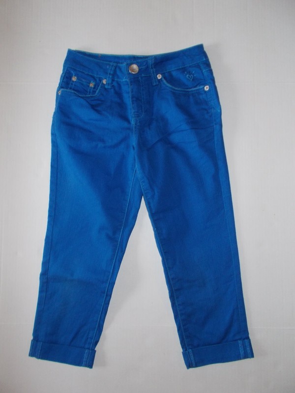 Justice Girl's Royal Blue Denim Jeans Straight Leg w/Cuffs Stretch Size 8R EUC