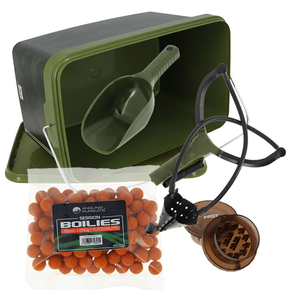 NGT Carp Coarse Fishing Tackle Bait Grinder Catapult Boilies Bucket