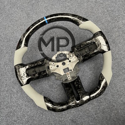 Real Carbon fiber Steering Wheel White Alcantara Fit For Mustang GT 2010-2014