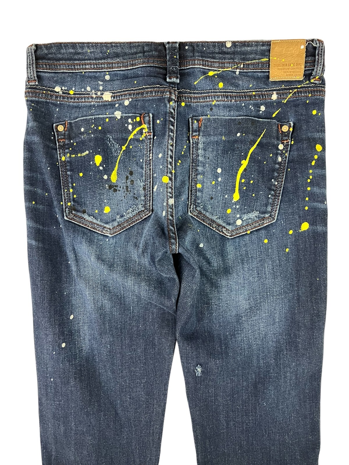 Zara Basic Z1975 Paint Splattered Distressed Skin… - image 6