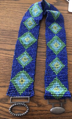 Vintage Southwest Blue & Green Beaded Belt | eBay display picture 2
