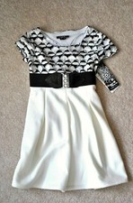 Sequin Hearts Girls' Ivory White Short Sleeves Dress w/ Belt - Size 7