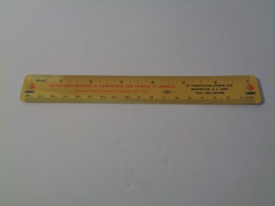 UBC Lumber Scale Rule United Brotherhood Carpenters Union Vintage 7'' Plastic