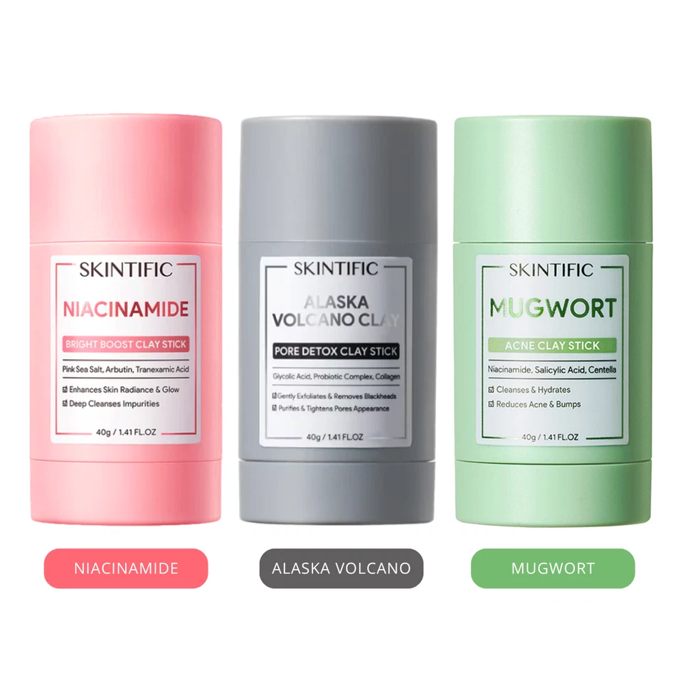 SKINTIFIC Bright Mask Clay Stick Skin Moisture Glycolic Detox Skin Pore Acne 40g - Image 2 of 4