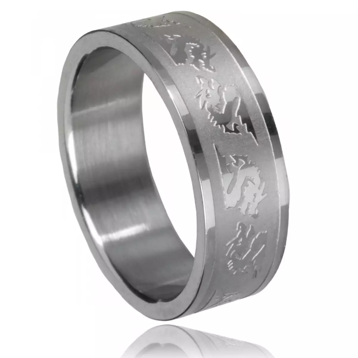 BAGUE HOMME ADO GARCON BIJOU ACIER 316L NEUVE GRAVURE DRAGON SIGNE