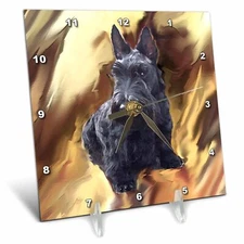 3dRose LLC Scottish Terrier Desk Clock, 6 by 6-Inch 6x6 Desk Clock