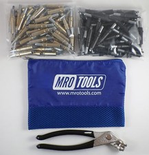 50 3/16  50 5/32 Cleco Fasteners  Cleco Pliers w/ Mesh Carry Bag K4S100-4 