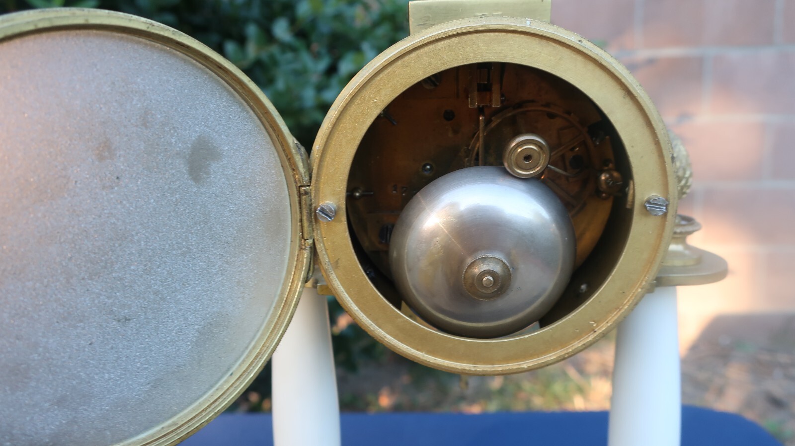 French MarbleS Clock Set With 2 Matching Candle Side eBay