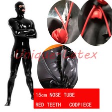 634 100 Latex Rubber Gummi 0.45mm Catsuit WITH 15cm nose tube and codpiece