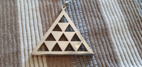 Colgante Collar Pintadera Triangular Canarias Metal Quevedo 01 - Imagen 2 de 9