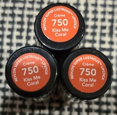 3x Revlon Super Lustrous Lipstick - Creme - 750 Kiss Me Coral