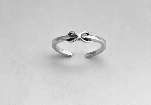 Solid Metal 925 Silver Women Tiny Infinity Adjustable Toe Ring White ...