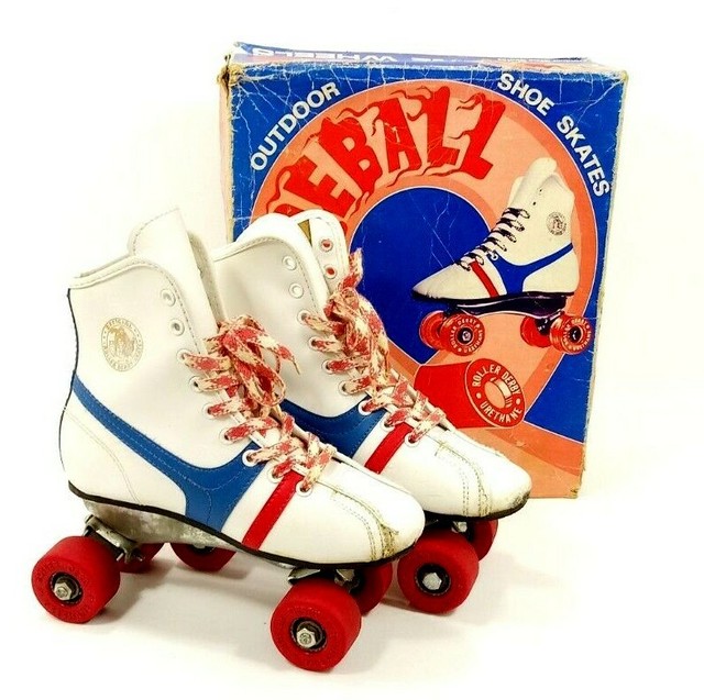 Vintage Roller Derby Fireball Roller Skates White Red Blue Size 2 eBay