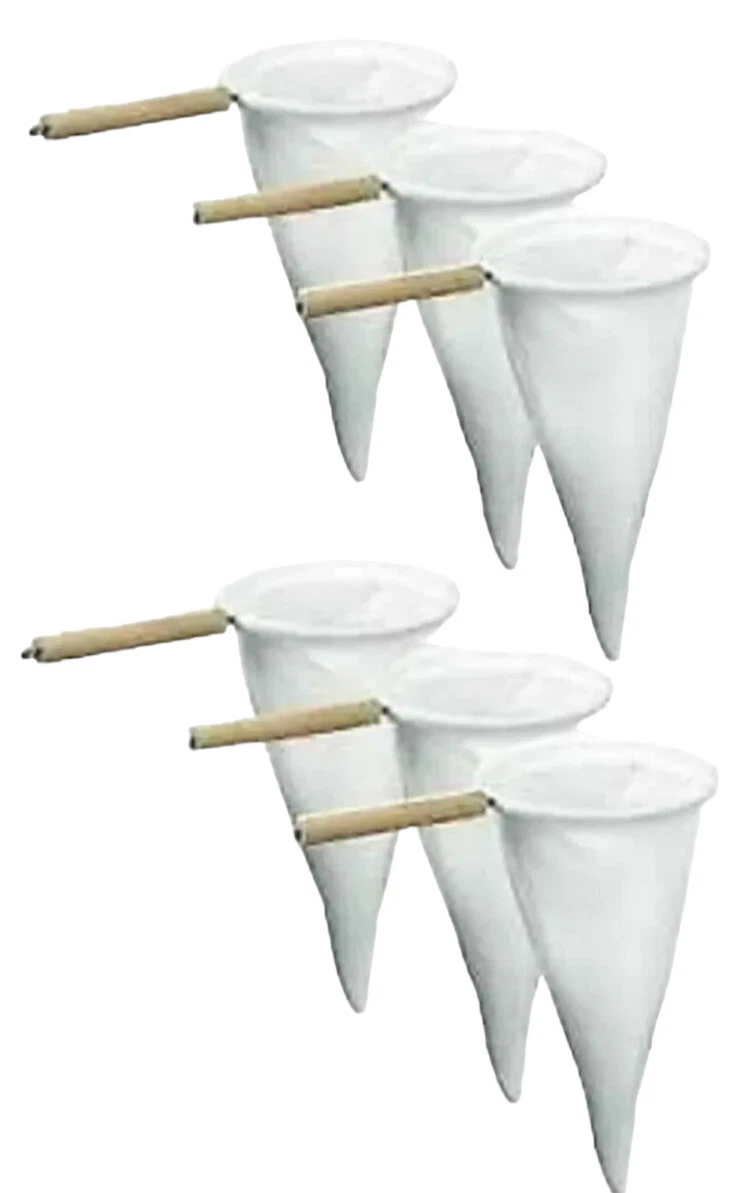 Cloth coffee strainer. Wood handle with metal ring. Pack of 6 Micasa