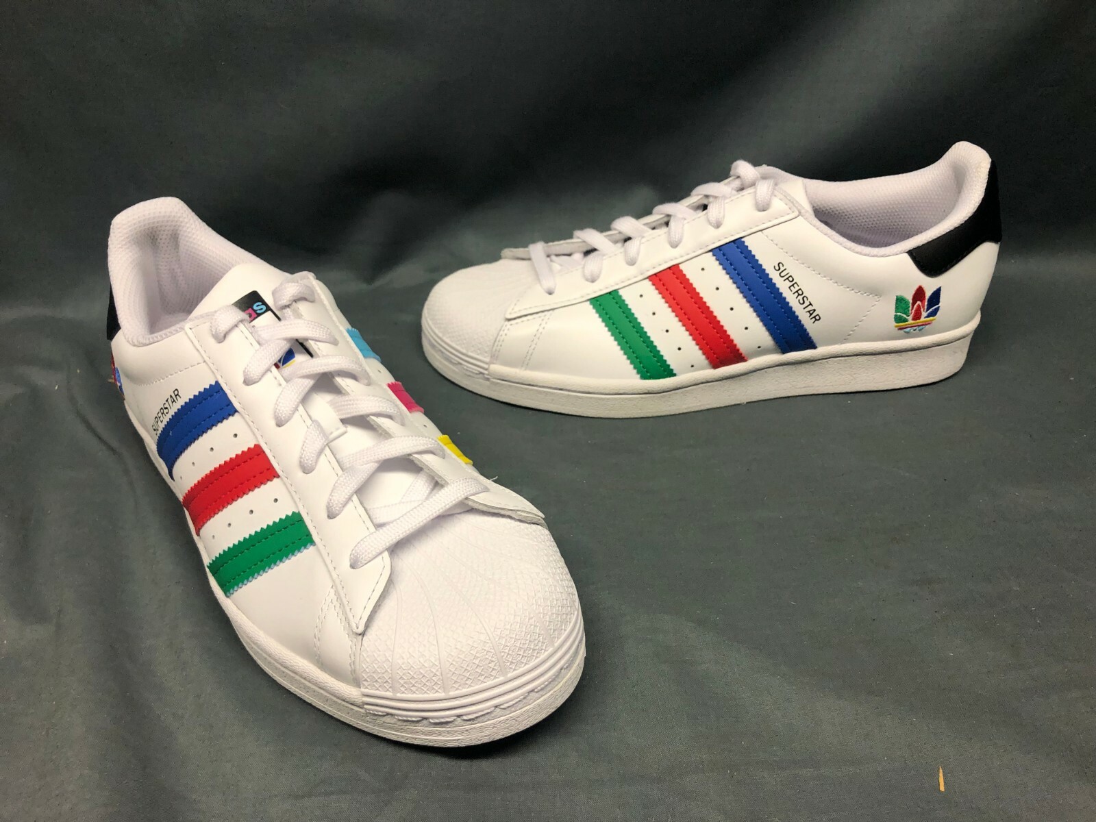 Youth adidas Superstar J Casual Shoes White Multicolor Stripes FW5236 Size  5 for sale online | eBay