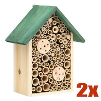 2X Insektenhotel Insektenhaus Nistkasten 23X14X29Cm Massivholz Bienen Brutkasten