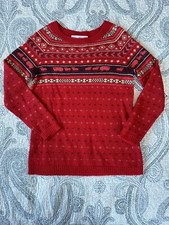 Woolrich Lightweight Red Fair Isle Pullover Sweater Sheep Pattern Size Medium