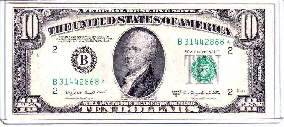 (2) Consecutive 1950-C $10 Federal Reserve **STAR** Notes New York AU+++ - Image 3 of 4