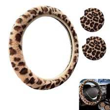Cheetah Print Steering Wheel Cover Steering Wheel Cover With Cup Coasters Brown