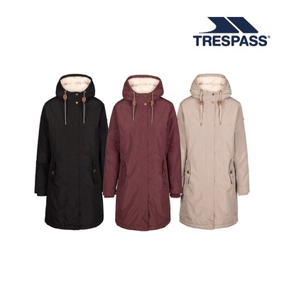 Trespass wasserdichte Damenjacke mit Sherpa Fleece und angewachsener Kapuze Erinnerung