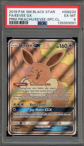 Pokemon Eevee GX Pikachu & Eevee Special Coll. Full Art Promo SM233 PSA 6