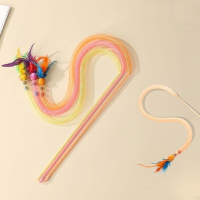 Pet Cat Feather Toy Interactive Teaser Wand Set Indoor Teaser Sticks Flexible
