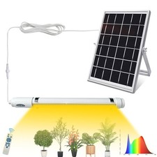 Bright Solar Powered Grow Light with Batteries Full Spectrum Growing Lamp for...