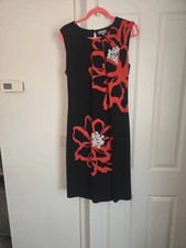 Black floral midi dress with bright floral detail
