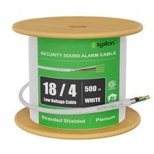 Syston 18/4 Alarm Security Cable Wire Shielded CL3P 100% Stranded Copper 500 FT