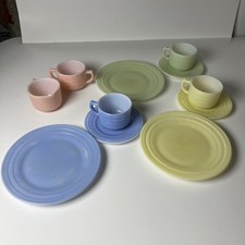Hazel Atlas Little Hostess Pastel Colored Tea Set  11-pc Set - Vintage 1950s
