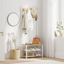Hall Tree with Bench and Shoe Storage, 3-in-1 Coat Rack Shoe Bench, Freestand...