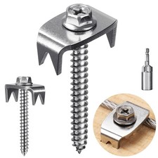 Fence Staples 304 Stainless Steel, Wire Fasteners w/ Screws, 50 Pcs, Hex Adapter