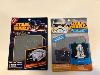Metal Earth MMS250 & MMS251 Star Wars R2-D2 & Millennium Falcon 2-Kit Bundle