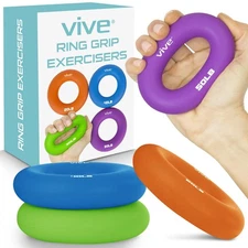 Vive Hand Strengthener Grip Ring - Forearm Ring Hand Exercisers - Silicone Sq...