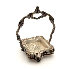 Antique Ashtray Set German 800 Silver Victorian Style 5 Pieces Stackable Set 2