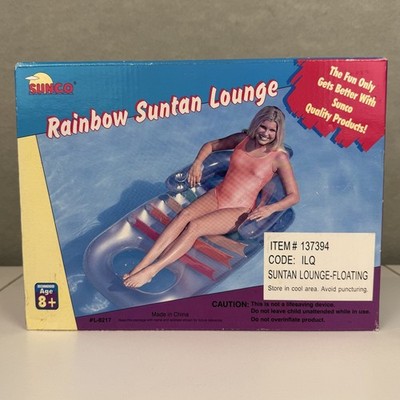Vintage SUNCO Rainbow Suntan Lounge Pool Tan Float 62x33 Inflatable NOS 2000