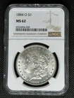 1884 O Morgan Silver Dollar NGC MS62