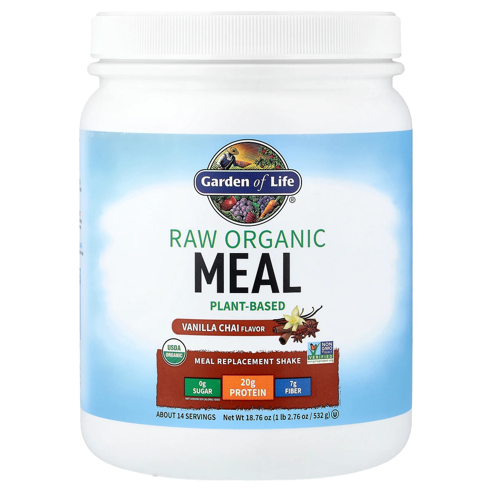RAW Organic Meal Replacement Shake Vanilla Chai 1876 oz 532 g 5490₽