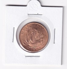 UK GREAT BRITAIN: 1966 HALF PENNY QUEEN ELIZABETH II A/UNC / UNC? COIN #1876