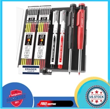 2PCS Carpenter Pencils with Sharpener, Heavy Duty Woodworking Tools, Mechanical