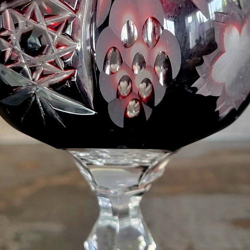 Vintage Nachtmann Traube Crystal Wine Glass BURGUNDY Cut to Clear 8.25 EUC - Picture 3 of 9