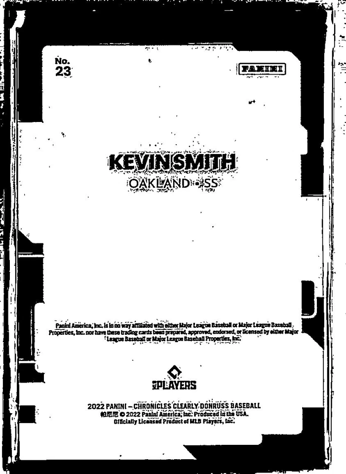 2022 Panini Chronicles #23 Kevin Smith Clearly Donruss Purple SN #08/25 - Image 2 of 2