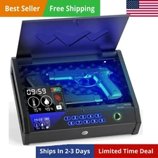 Gun Safe, Biometric Gun Safes for Pistols with LCD Display of Temperature Hum...
