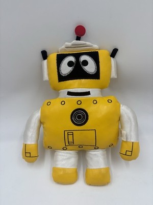 Yo Gabba Gabba Plex Robot Plush Toy 13 Inch GabbaCadabra 2012 Yellow Robot Vinyl